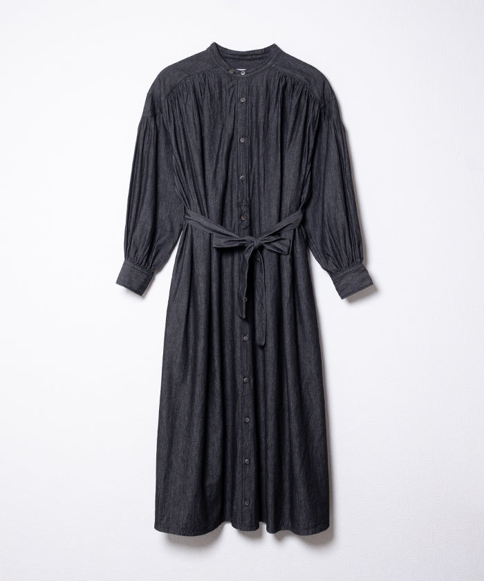 【ENGINEERED GARMENTS】BANDED PAINTER DRESS COTTON DENIM SHIRTING / エンジニアドガーメンツ バンデッド ペインタードレス ブラックデニム　ワンピース レディース 2025AW 2025秋冬 正規取扱店 神奈川 鎌倉 オンラインショップ 通販