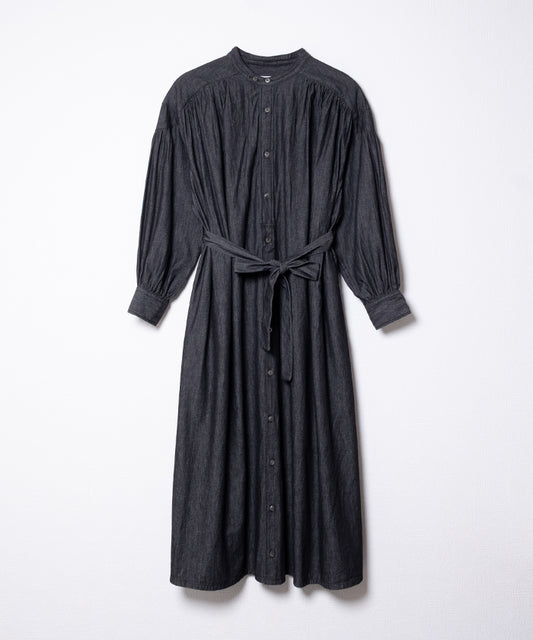 【ENGINEERED GARMENTS】BANDED PAINTER DRESS COTTON DENIM SHIRTING / エンジニアドガーメンツ バンデッド ペインタードレス ブラックデニム　ワンピース レディース 2025AW 2025秋冬 正規取扱店 神奈川 鎌倉 オンラインショップ 通販