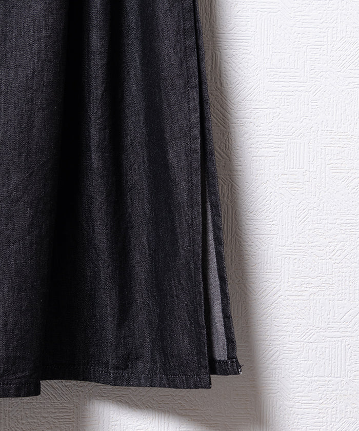 【ENGINEERED GARMENTS】BANDED PAINTER DRESS COTTON DENIM SHIRTING / エンジニアドガーメンツ バンデッド ペインタードレス ブラックデニム　ワンピース レディース 2025AW 2025秋冬 正規取扱店 神奈川 鎌倉 オンラインショップ 通販