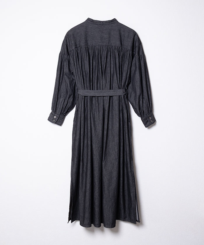 【ENGINEERED GARMENTS】BANDED PAINTER DRESS COTTON DENIM SHIRTING / エンジニアドガーメンツ バンデッド ペインタードレス ブラックデニム　ワンピース レディース 2025AW 2025秋冬 正規取扱店 神奈川 鎌倉 オンラインショップ 通販