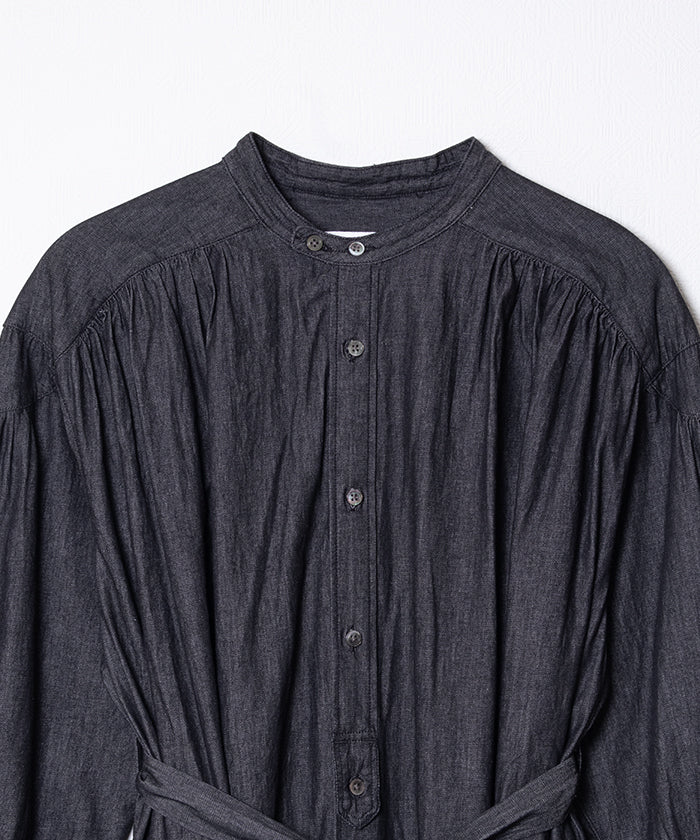 【ENGINEERED GARMENTS】BANDED PAINTER DRESS COTTON DENIM SHIRTING / エンジニアドガーメンツ バンデッド ペインタードレス ブラックデニム　ワンピース レディース 2025AW 2025秋冬 正規取扱店 神奈川 鎌倉 オンラインショップ 通販