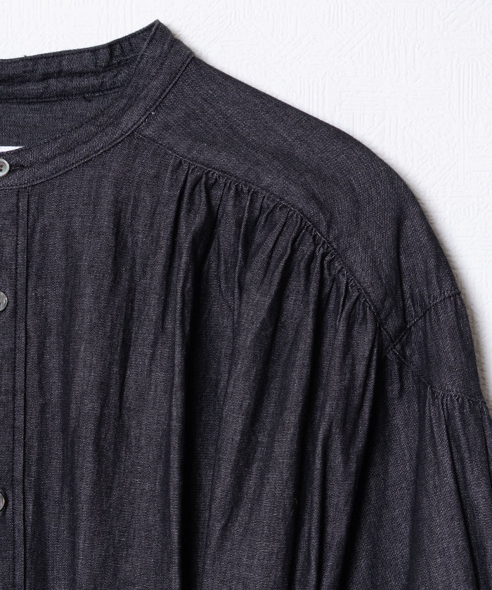 【ENGINEERED GARMENTS】BANDED PAINTER DRESS COTTON DENIM SHIRTING / エンジニアドガーメンツ バンデッド ペインタードレス ブラックデニム　ワンピース レディース 2025AW 2025秋冬 正規取扱店 神奈川 鎌倉 オンラインショップ 通販