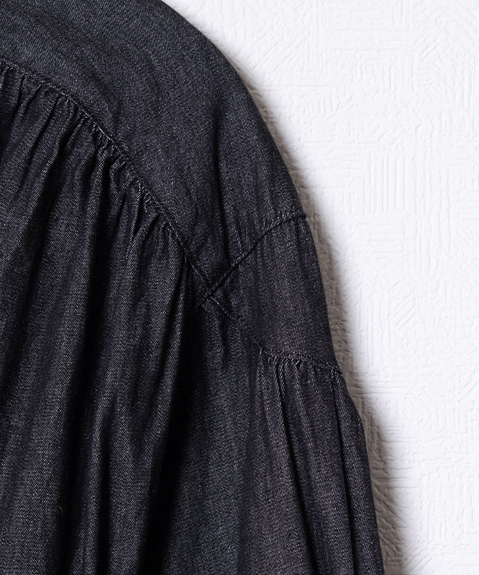 【ENGINEERED GARMENTS】BANDED PAINTER DRESS COTTON DENIM SHIRTING / エンジニアドガーメンツ バンデッド ペインタードレス ブラックデニム　ワンピース レディース 2025AW 2025秋冬 正規取扱店 神奈川 鎌倉 オンラインショップ 通販