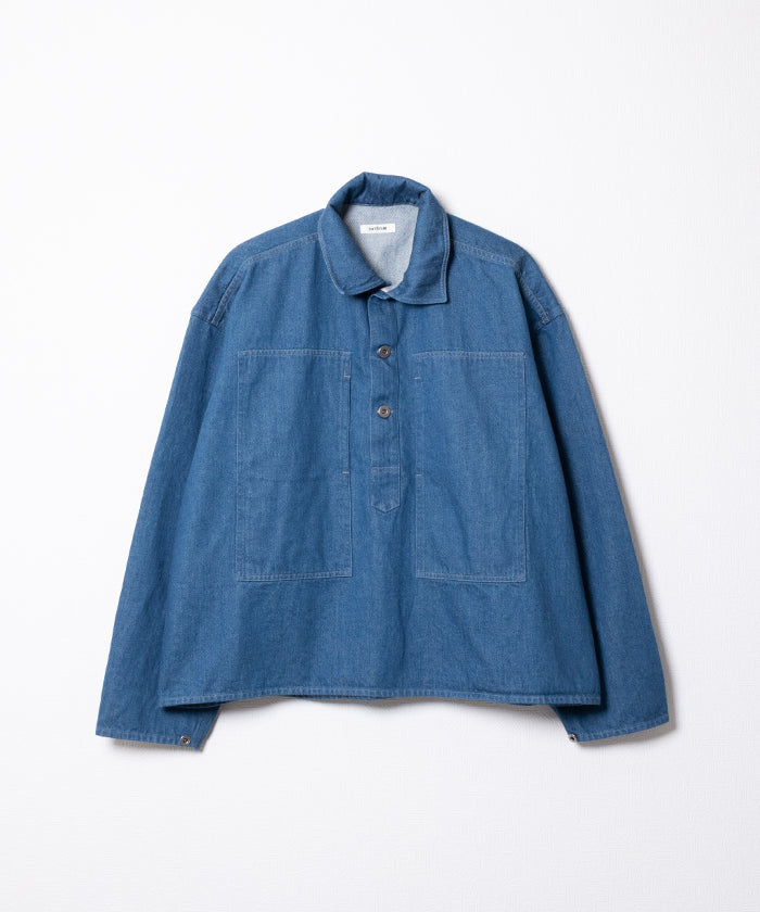 【INTÉRIM】BLUE SHUTTLE DENIM HYPER BIG SINGLE NEEDLE US ARMY PULLOVER JACKET / インテリム ブルー シャトル デニム ハイパービッグ シングル ニードル US アーミー プルオーバー ジャケット 2026ss 2026春夏 正規取扱店 神奈川 鎌倉 ARZACH KAMAKURA オンラインショップ 通販