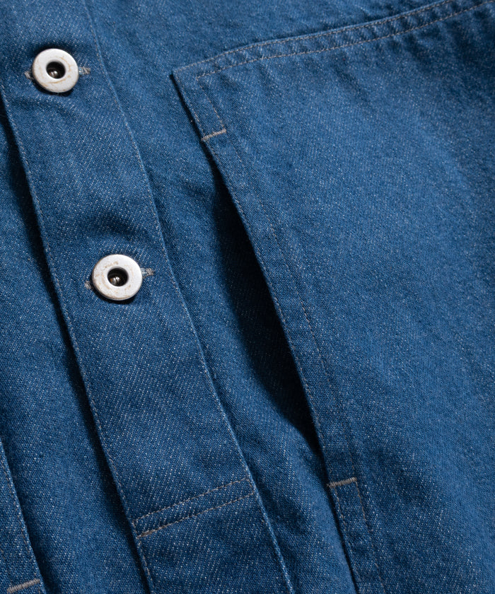 【INTÉRIM】BLUE SHUTTLE DENIM HYPER BIG SINGLE NEEDLE US ARMY PULLOVER JACKET / インテリム ブルー シャトル デニム ハイパービッグ シングル ニードル US アーミー プルオーバー ジャケット 2026ss 2026春夏 正規取扱店 神奈川 鎌倉 ARZACH KAMAKURA オンラインショップ 通販