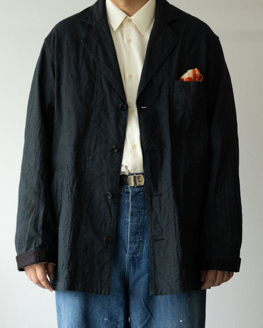 AUBERGE BOURGES CHARCOAL TOP 撚り杢ストライプジャケット 着用イメージ正面