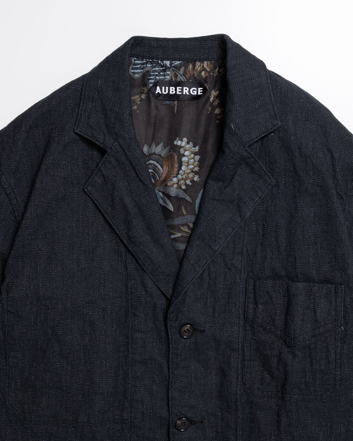 UBERGE BOURGES CHARCOAL TOP 撚り杢ストライプジャケット フロント 