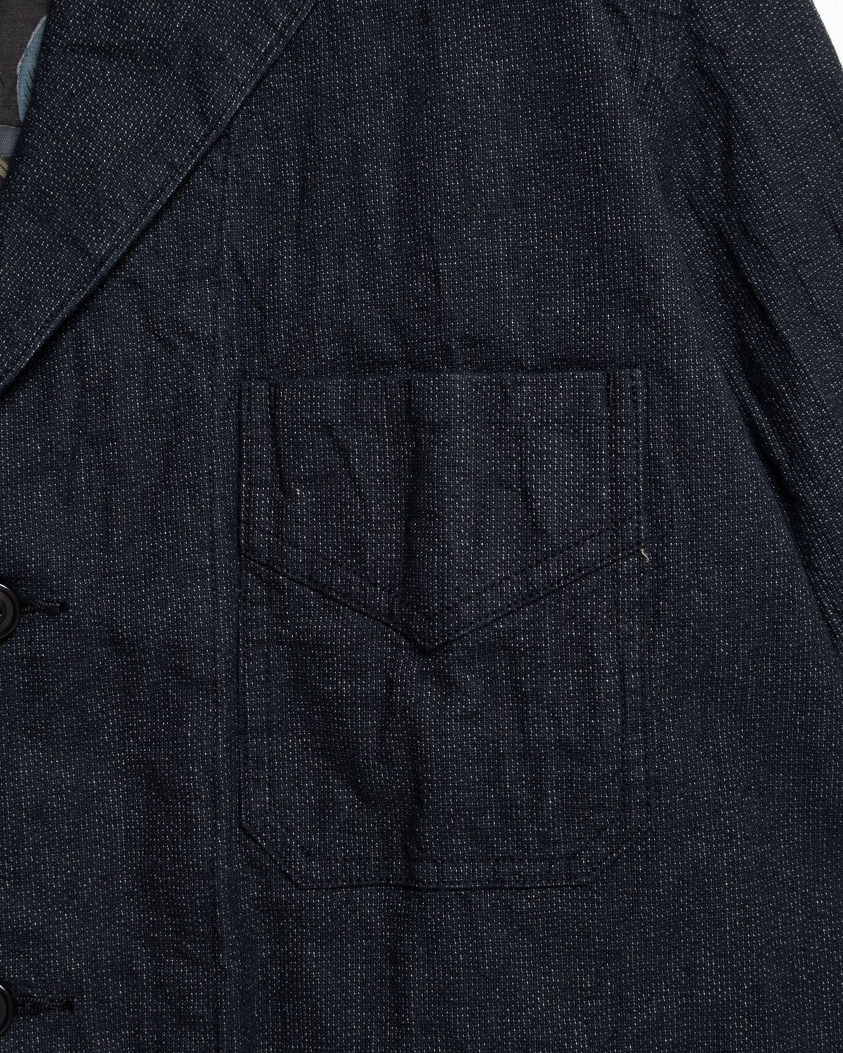AUBERGE BOURGES CHARCOAL TOP コットンヘンプ撚り杢ストライプジャケット  胸ポケット拡大