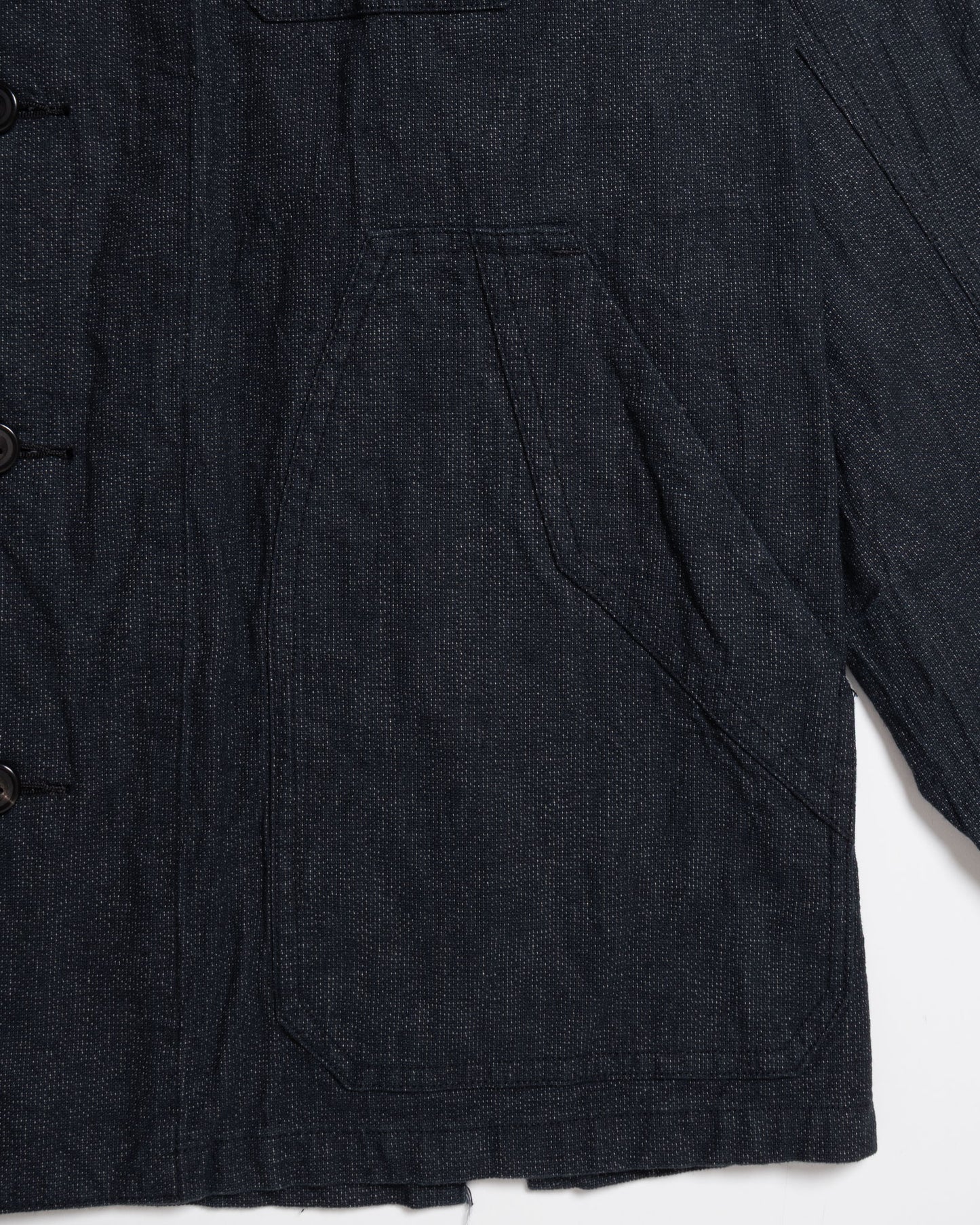 AUBERGE BOURGES CHARCOAL TOP コットンヘンプ撚り杢ストライプジャケット  ポケット拡大