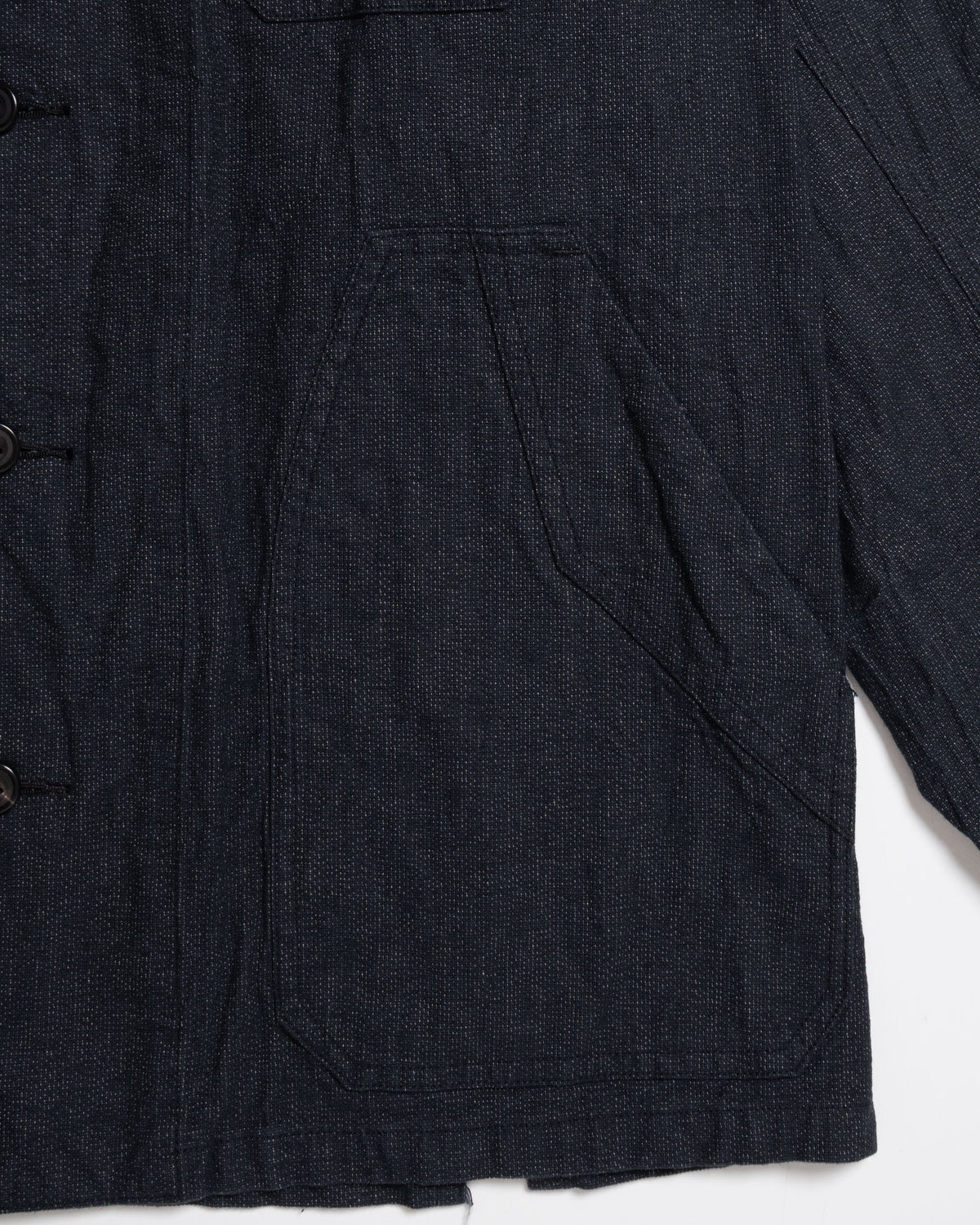 AUBERGE BOURGES CHARCOAL TOP コットンヘンプ撚り杢ストライプジャケット  ポケット拡大