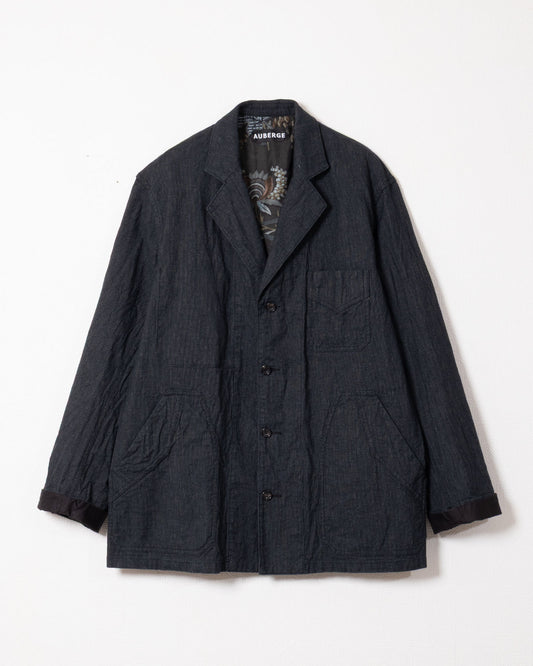 AUBERGE BOURGES CHARCOAL TOP 撚り杢ストライプジャケット フロント全体
