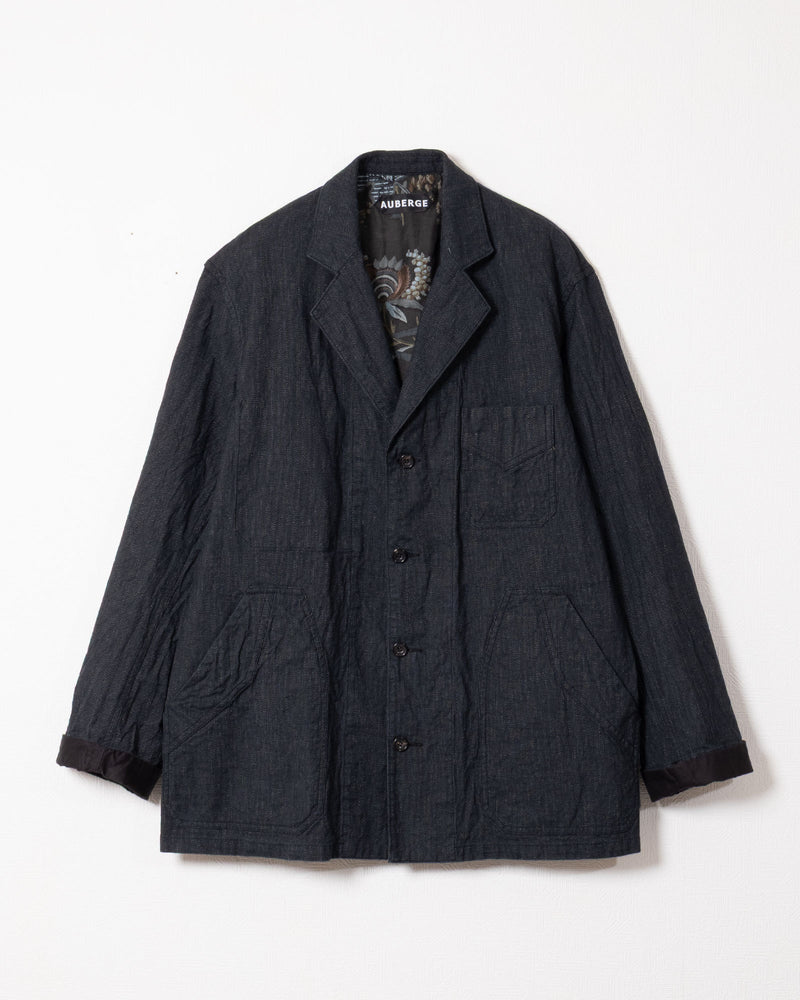 AUBERGE BOURGES CHARCOAL TOP 撚り杢ストライプジャケット フロント全体