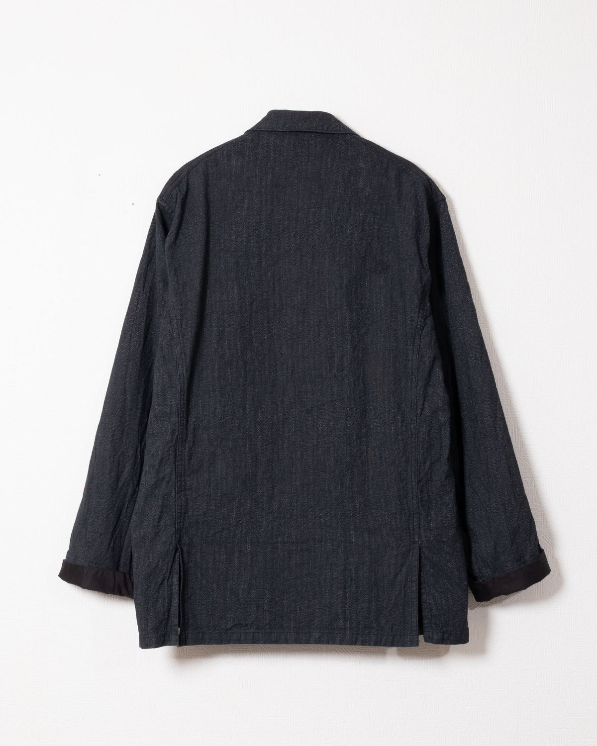 AUBERGE BOURGES CHARCOAL TOP 撚り杢ストライプジャケット バック全体