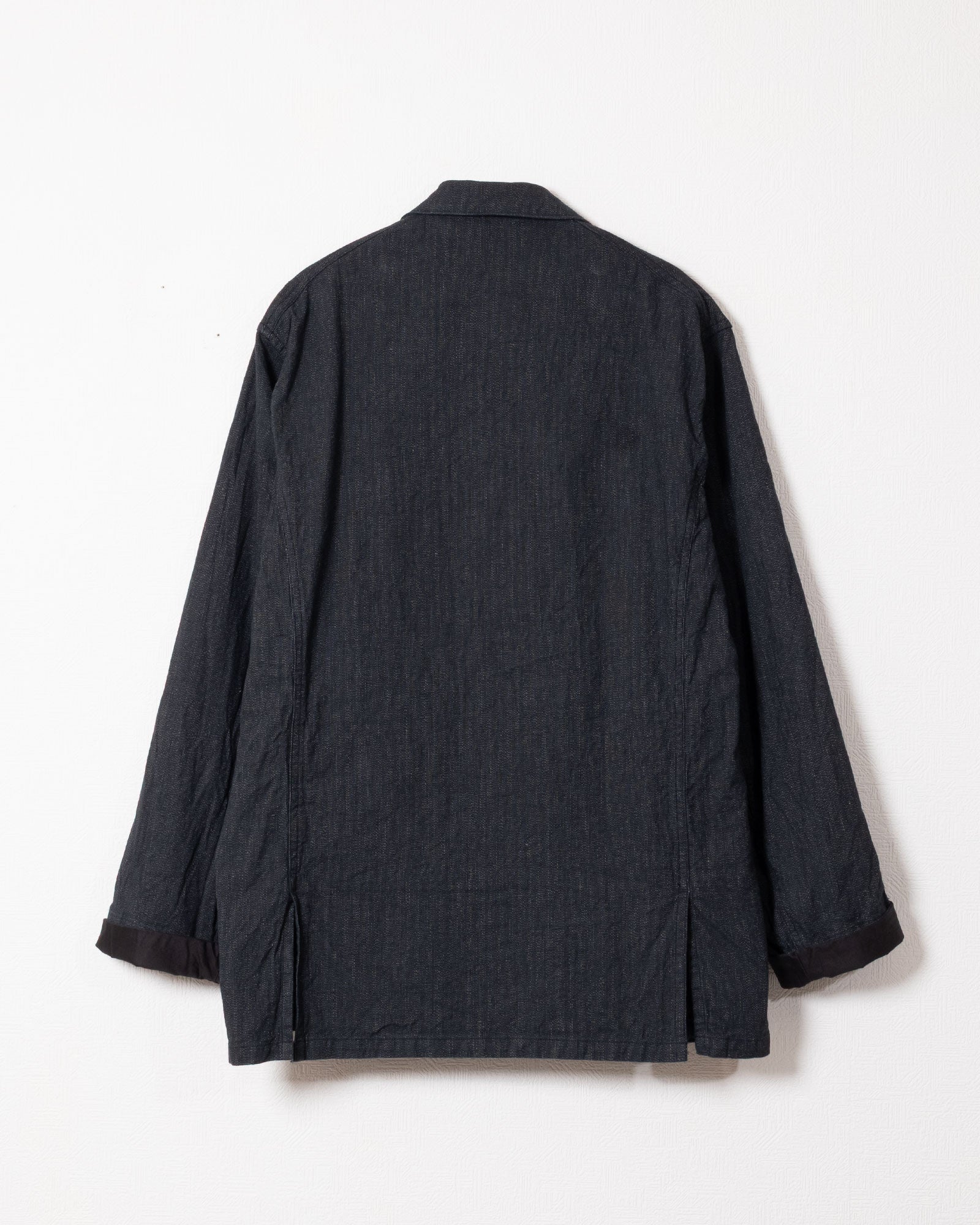 AUBERGE BOURGES CHARCOAL TOP 撚り杢ストライプジャケット バック全体