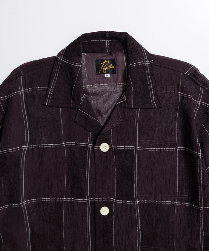 CABANA SHIRT - CUPRA CREPE PLAID - BROWN