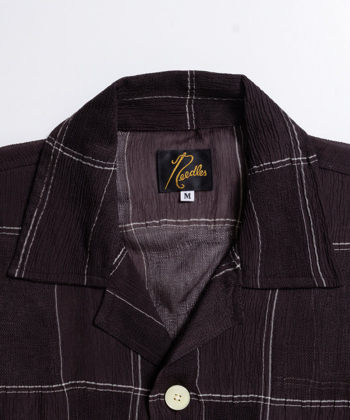 CABANA SHIRT - CUPRA CREPE PLAID - BROWN