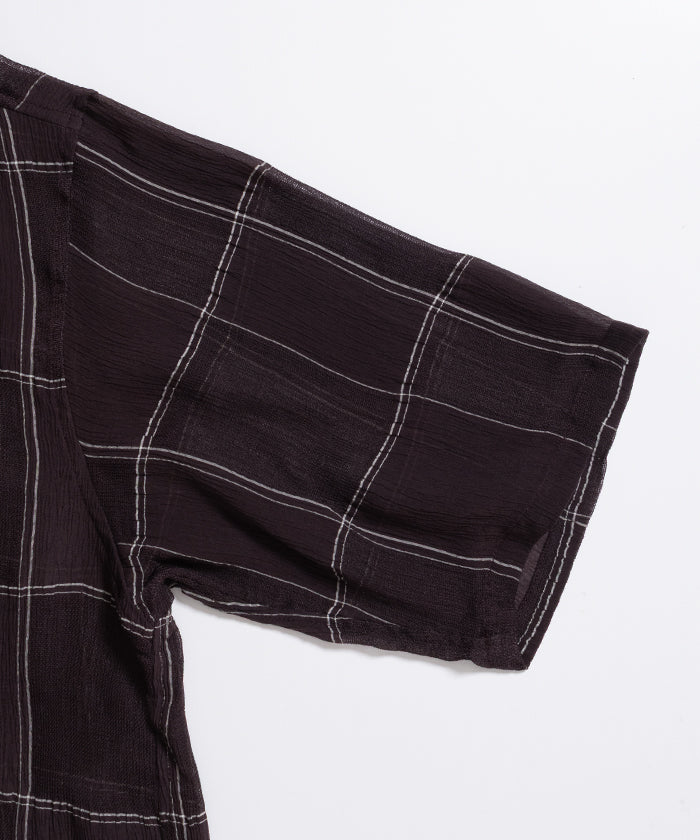 CABANA SHIRT - CUPRA CREPE PLAID - BROWN