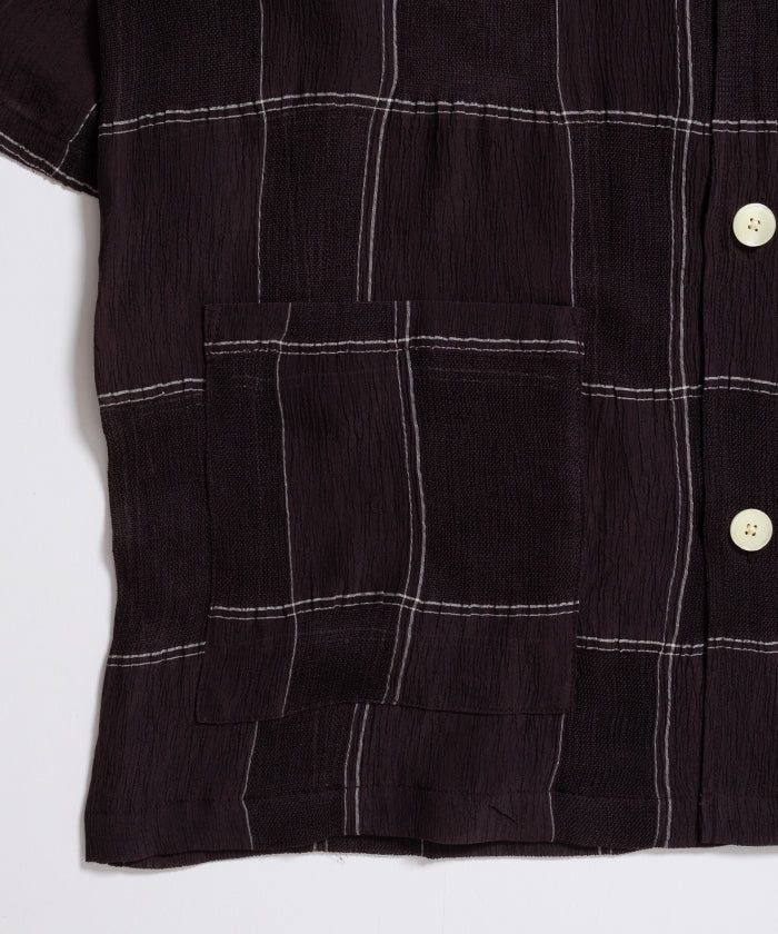 CABANA SHIRT - CUPRA CREPE PLAID - BROWN