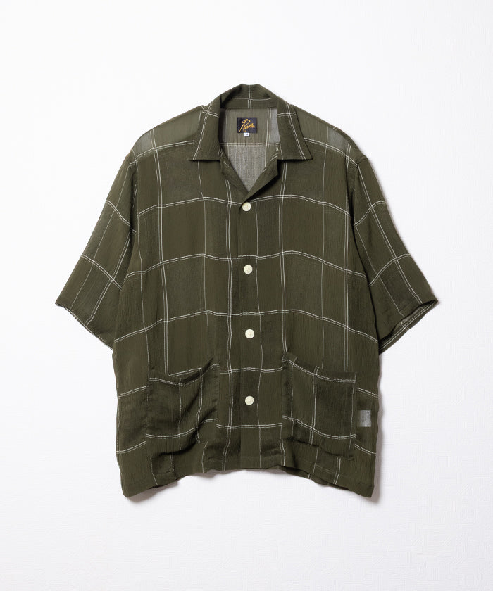 CABANA SHIRT - CUPRA CREPE PLAID - OLIVE
