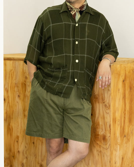 【Needles】CABANA SHIRT - CUPRA CREPE PLAID - OLIVE / ニードルズ カバナシャツ キュプラ クレープ チェック 2026ss 2026春夏 正規取扱店 神奈川 鎌倉 ARZACH KAMAKURA オンラインショップ 通販