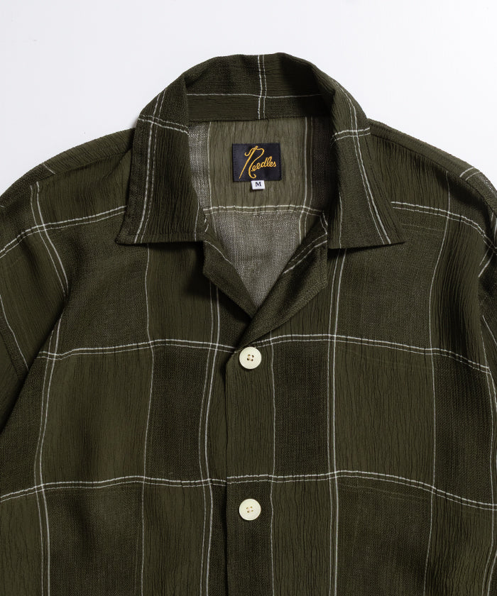 CABANA SHIRT - CUPRA CREPE PLAID - OLIVE