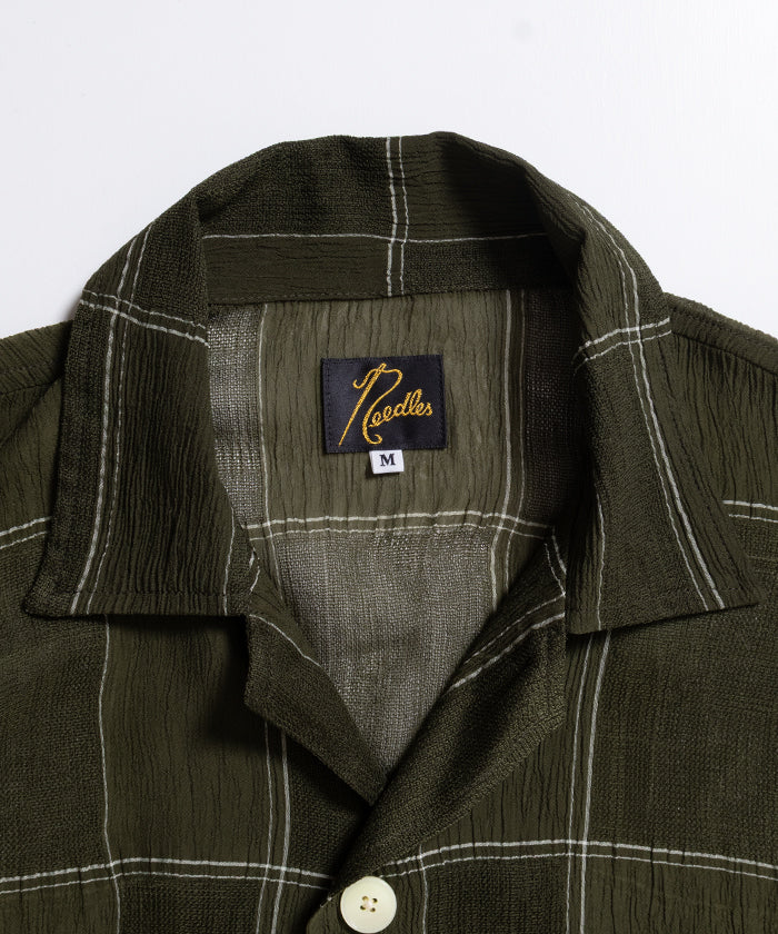 CABANA SHIRT - CUPRA CREPE PLAID - OLIVE