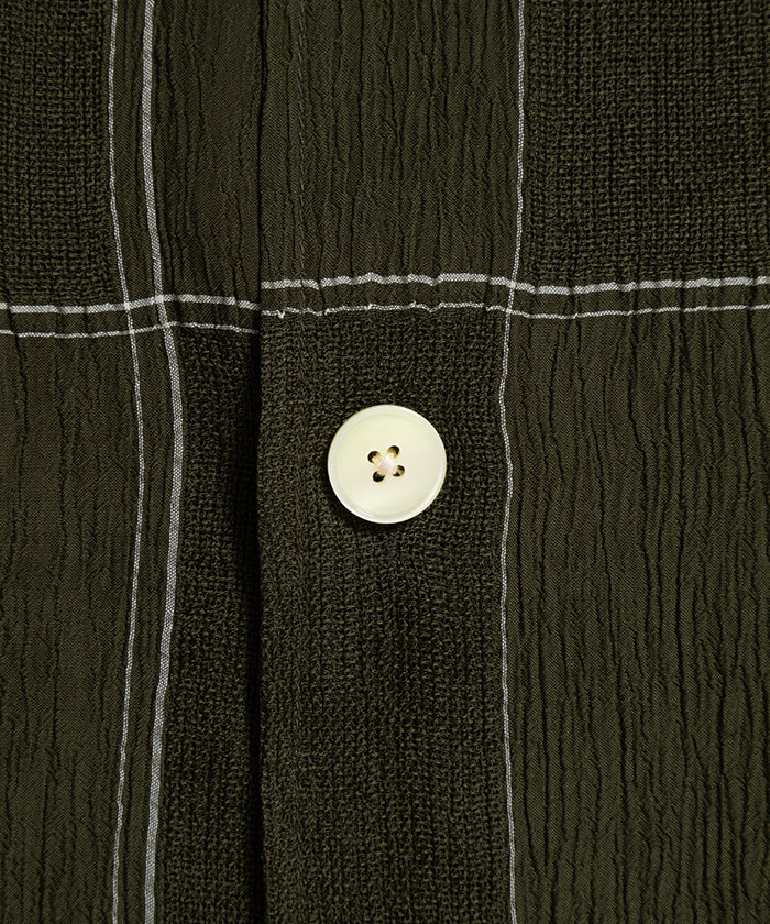 CABANA SHIRT - CUPRA CREPE PLAID - OLIVE