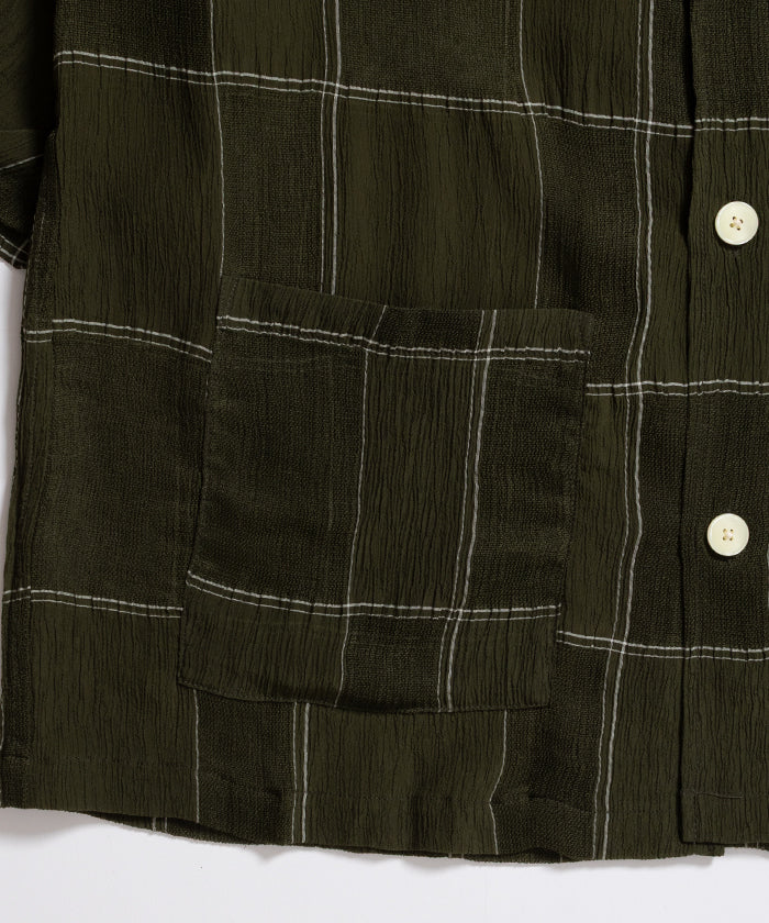CABANA SHIRT - CUPRA CREPE PLAID - OLIVE
