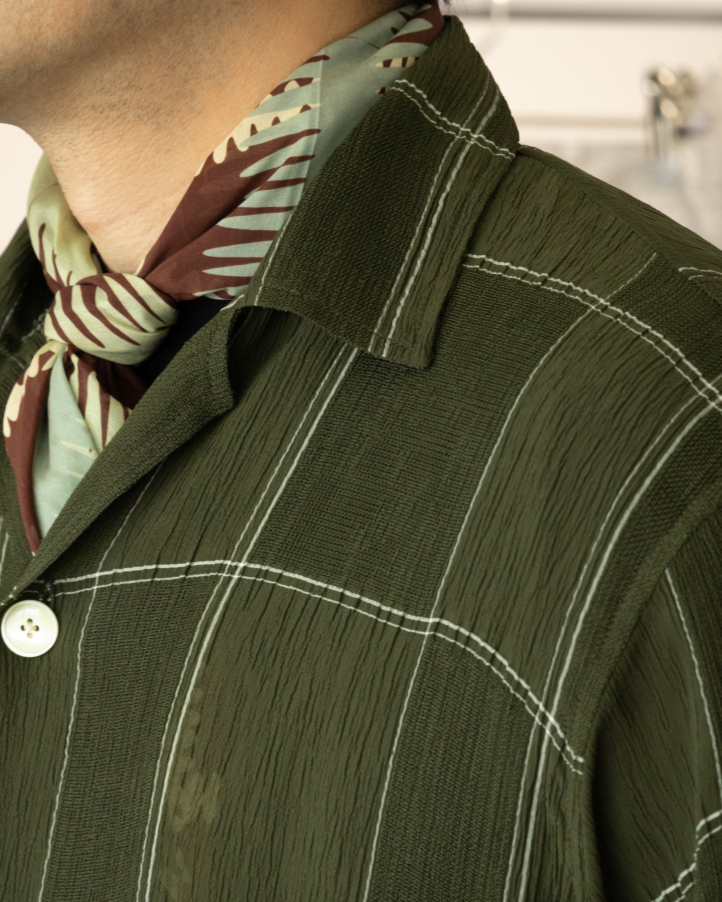 【Needles】CABANA SHIRT - CUPRA CREPE PLAID - OLIVE / ニードルズ カバナシャツ キュプラ クレープ チェック 2026ss 2026春夏 正規取扱店 神奈川 鎌倉 ARZACH KAMAKURA オンラインショップ 通販