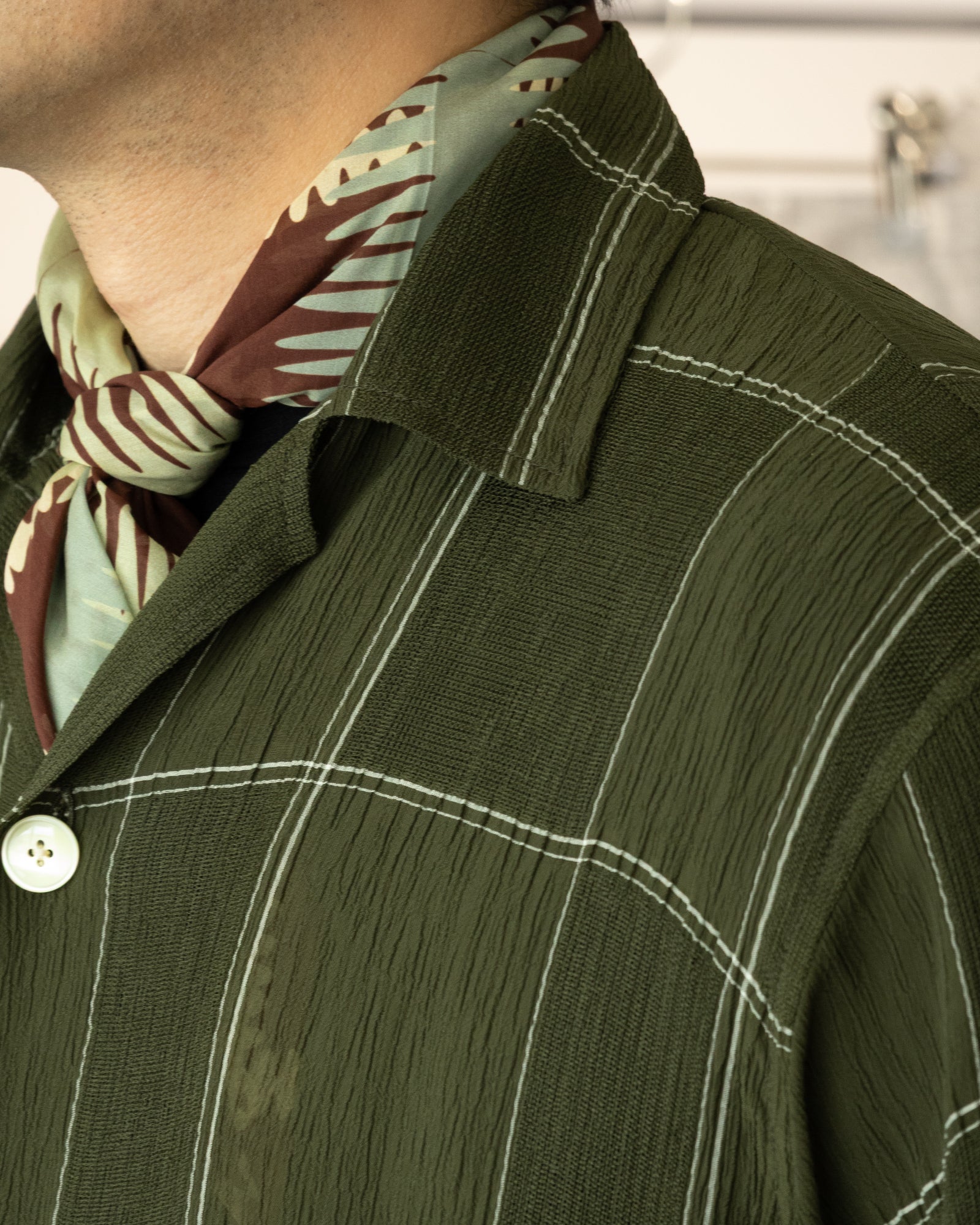 【Needles】CABANA SHIRT - CUPRA CREPE PLAID - OLIVE / ニードルズ カバナシャツ キュプラ クレープ チェック 2026ss 2026春夏 正規取扱店 神奈川 鎌倉 ARZACH KAMAKURA オンラインショップ 通販