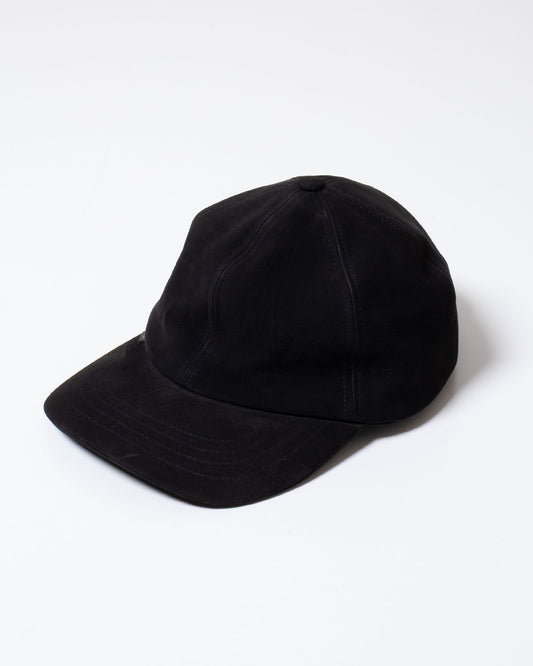 AUBERGE CAP CUIR オーベルジュ キャップ キュイール BLACK 浅めのクラウン サイド斜め画像