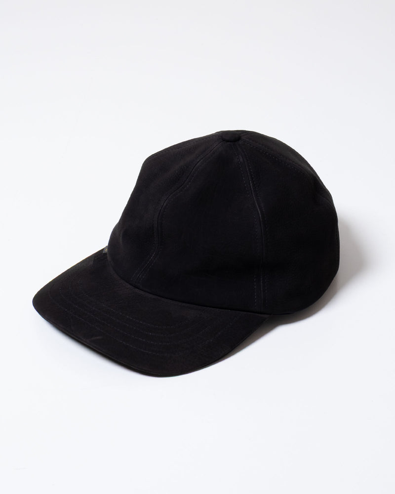 AUBERGE CAP CUIR オーベルジュ キャップ キュイール BLACK 浅めのクラウン サイド斜め画像