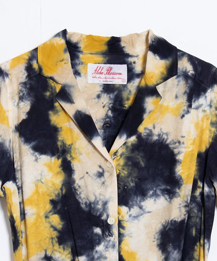 【Aloha Blossom】CHUSEN DYE DRESS - NAVY×YELLOW×WHITE / アロハブロッサム 注染 レーヨン アロハ ドレス ワンピース 2025SS 2025春夏 正規取扱店 神奈川 鎌倉 オンラインショップ 通販