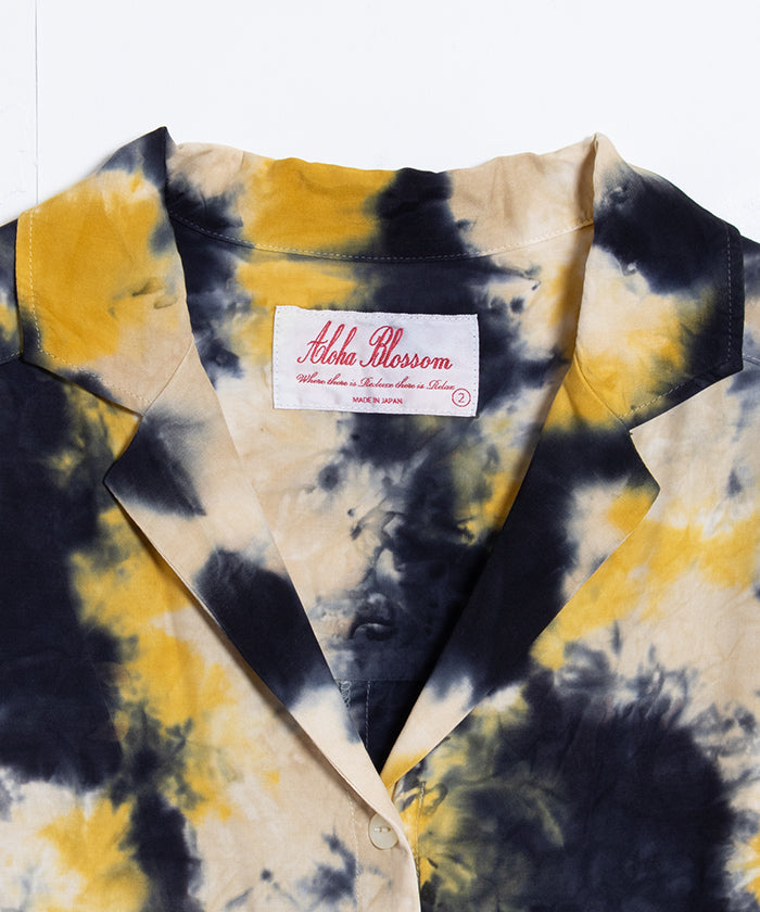 【Aloha Blossom】CHUSEN DYE DRESS - NAVY×YELLOW×WHITE / アロハブロッサム 注染 レーヨン アロハ ドレス ワンピース 2025SS 2025春夏 正規取扱店 神奈川 鎌倉 オンラインショップ 通販