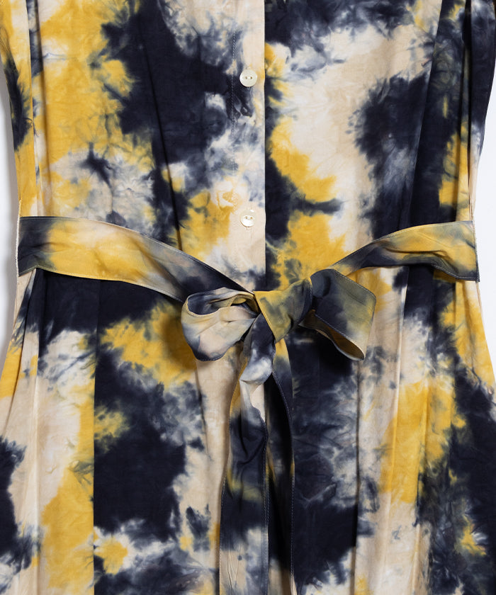 【Aloha Blossom】CHUSEN DYE DRESS - NAVY×YELLOW×WHITE / アロハブロッサム 注染 レーヨン アロハ ドレス ワンピース 2025SS 2025春夏 正規取扱店 神奈川 鎌倉 オンラインショップ 通販
