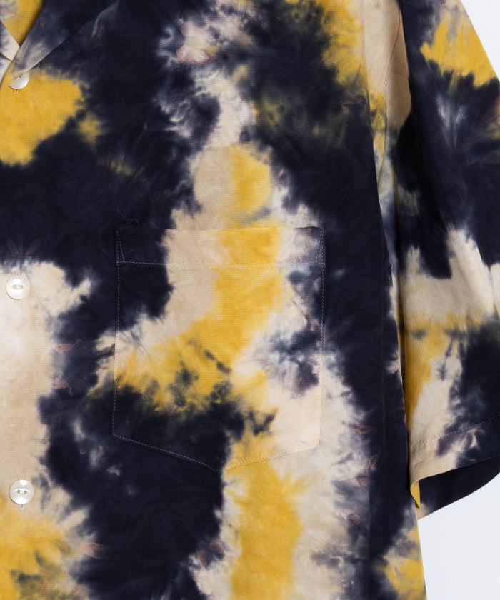 【Aloha Blossom】CHUSEN DYE SHORT SLEEVE - NAVY×YELLOW×WHITE / アロハブロッサム 注染 レーヨン アロハ シャツ 2025SS 2025春夏 正規取扱店 神奈川 鎌倉 オンラインショップ 通販