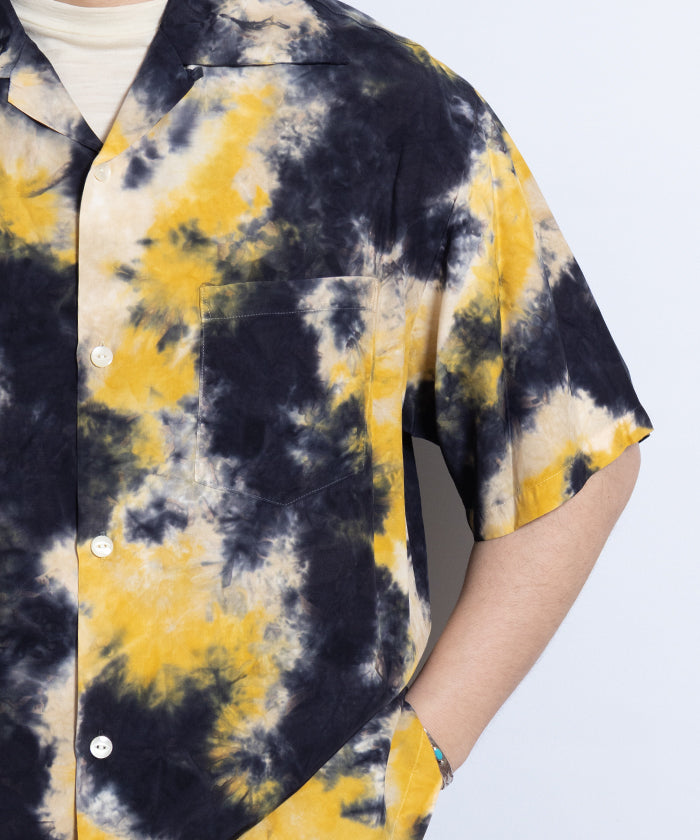 【Aloha Blossom】CHUSEN DYE SHORT SLEEVE - NAVY×YELLOW×WHITE / アロハブロッサム 注染 レーヨン アロハ シャツ 2025SS 2025春夏 正規取扱店 神奈川 鎌倉 オンラインショップ 通販
