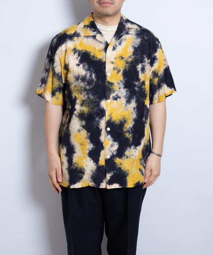 【Aloha Blossom】CHUSEN DYE SHORT SLEEVE - NAVY×YELLOW×WHITE / アロハブロッサム 注染 レーヨン アロハ シャツ 2025SS 2025春夏 正規取扱店 神奈川 鎌倉 オンラインショップ 通販