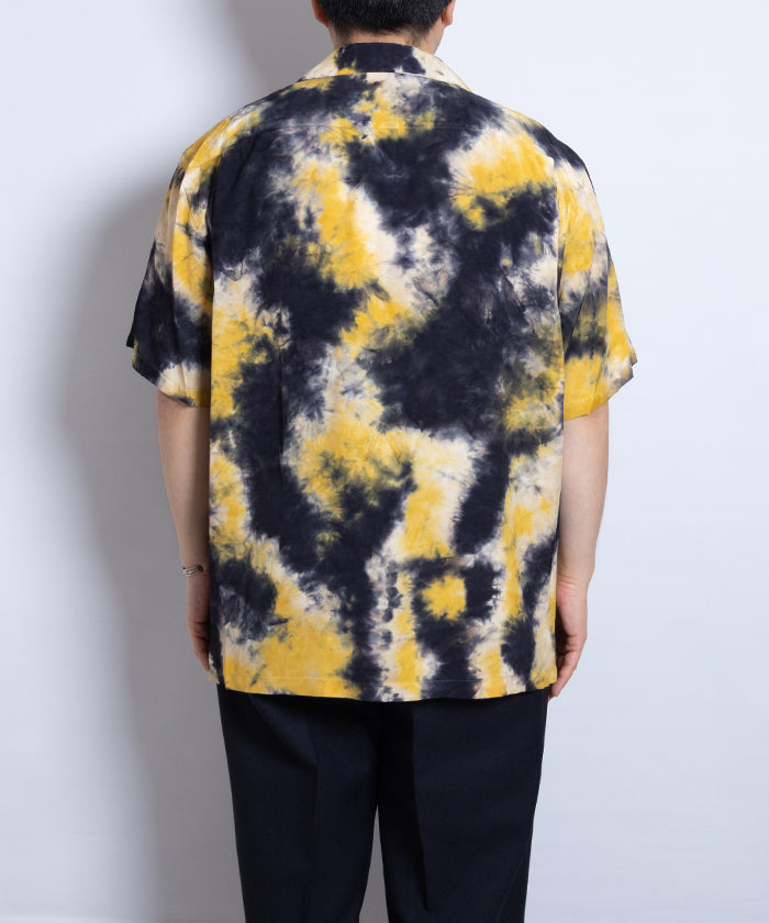 【Aloha Blossom】CHUSEN DYE SHORT SLEEVE - NAVY×YELLOW×WHITE / アロハブロッサム 注染 レーヨン アロハ シャツ 2025SS 2025春夏 正規取扱店 神奈川 鎌倉 オンラインショップ 通販