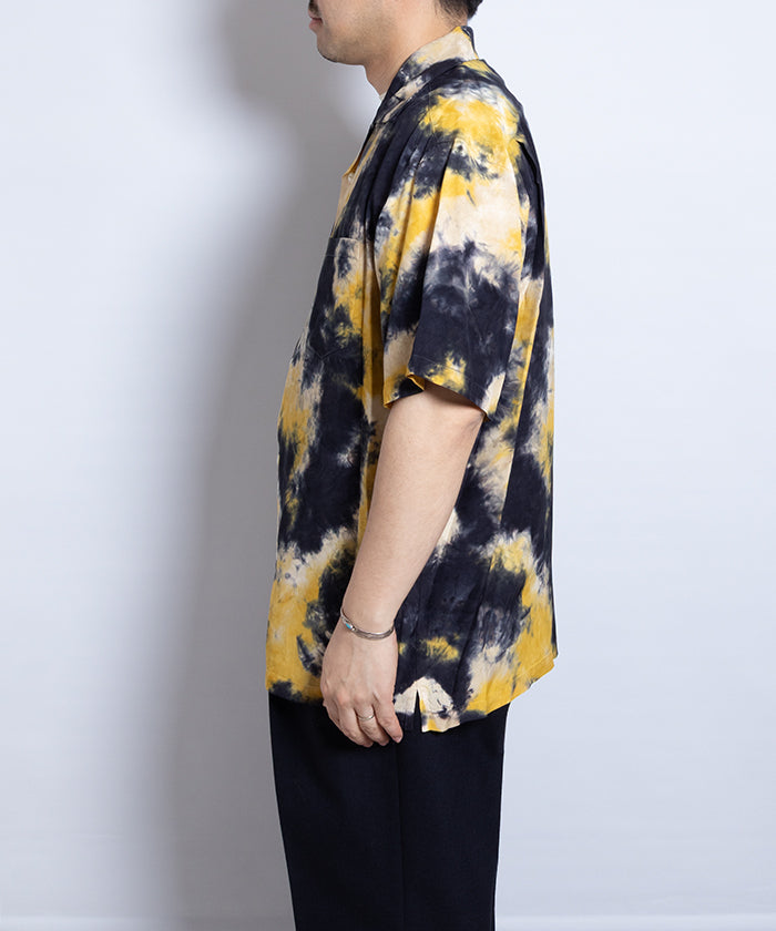 【Aloha Blossom】CHUSEN DYE SHORT SLEEVE - NAVY×YELLOW×WHITE / アロハブロッサム 注染 レーヨン アロハ シャツ 2025SS 2025春夏 正規取扱店 神奈川 鎌倉 オンラインショップ 通販