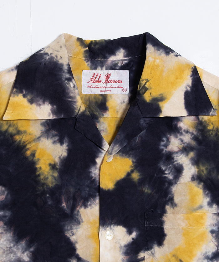 【Aloha Blossom】CHUSEN DYE SHORT SLEEVE - NAVY×YELLOW×WHITE / アロハブロッサム 注染 レーヨン アロハ シャツ 2025SS 2025春夏 正規取扱店 神奈川 鎌倉 オンラインショップ 通販