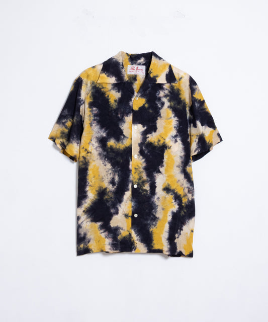 【Aloha Blossom】CHUSEN DYE SHORT SLEEVE - NAVY×YELLOW×WHITE / アロハブロッサム 注染 レーヨン アロハ シャツ 2025SS 2025春夏 正規取扱店 神奈川 鎌倉 オンラインショップ 通販