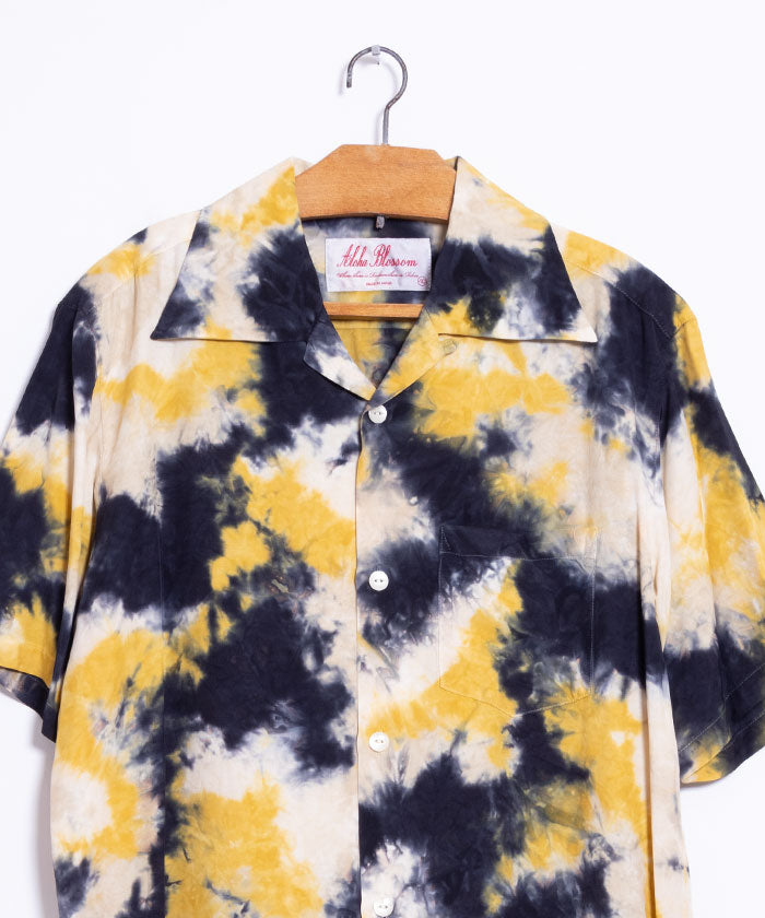 【Aloha Blossom】CHUSEN SHORT SLEEVE - NAVY / アロハブロッサム アロハシャツ レーヨン 注染 開襟シャツ