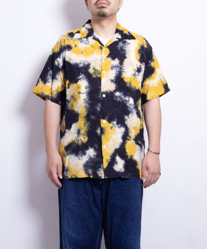 【Aloha Blossom】CHUSEN SHORT SLEEVE - NAVY / アロハブロッサム アロハシャツ レーヨン 注染 開襟シャツ