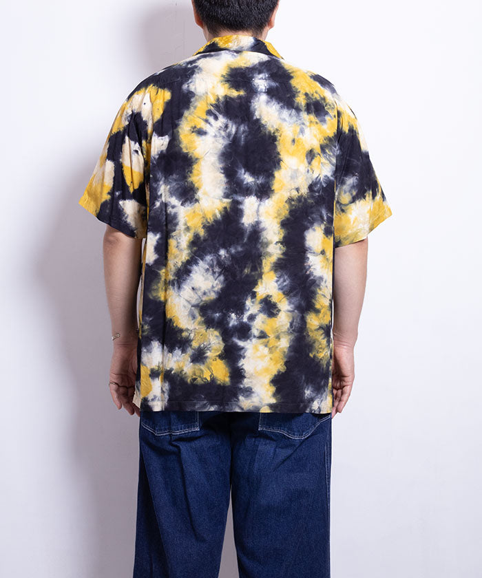 【Aloha Blossom】CHUSEN SHORT SLEEVE - NAVY / アロハブロッサム アロハシャツ レーヨン 注染 開襟シャツ ループカラーシャツ