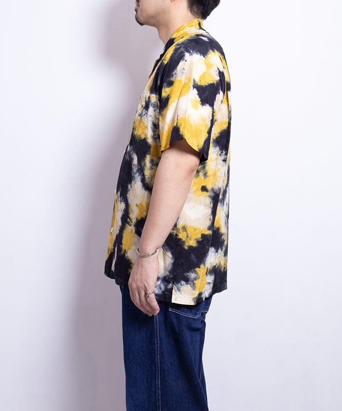 【Aloha Blossom】CHUSEN SHORT SLEEVE - NAVY / アロハブロッサム アロハシャツ レーヨン 注染 開襟シャツ