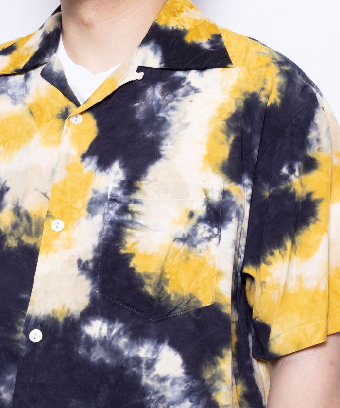 【Aloha Blossom】CHUSEN SHORT SLEEVE - NAVY / アロハブロッサム アロハシャツ レーヨン 注染 開襟シャツ ループカラーシャツ