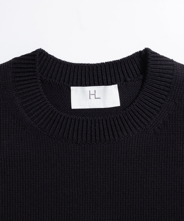 【HERILL】COTTONCODE PULLOVER - BLACK / ヘリル コットンコード プルオーバー クルーネック コットンニットセーター 2026SS 2026春夏 正規取扱店 神奈川 鎌倉 オンラインショップ 通販