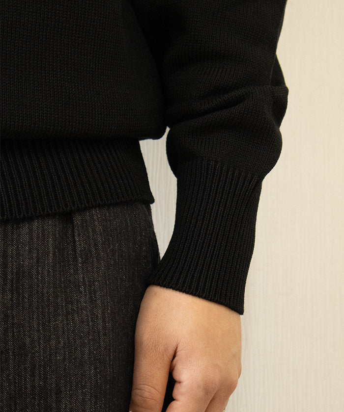 【HERILL】COTTONCODE PULLOVER - BLACK / ヘリル コットンコード プルオーバー クルーネック コットンニットセーター 2026SS 2026春夏 正規取扱店 神奈川 鎌倉 オンラインショップ 通販