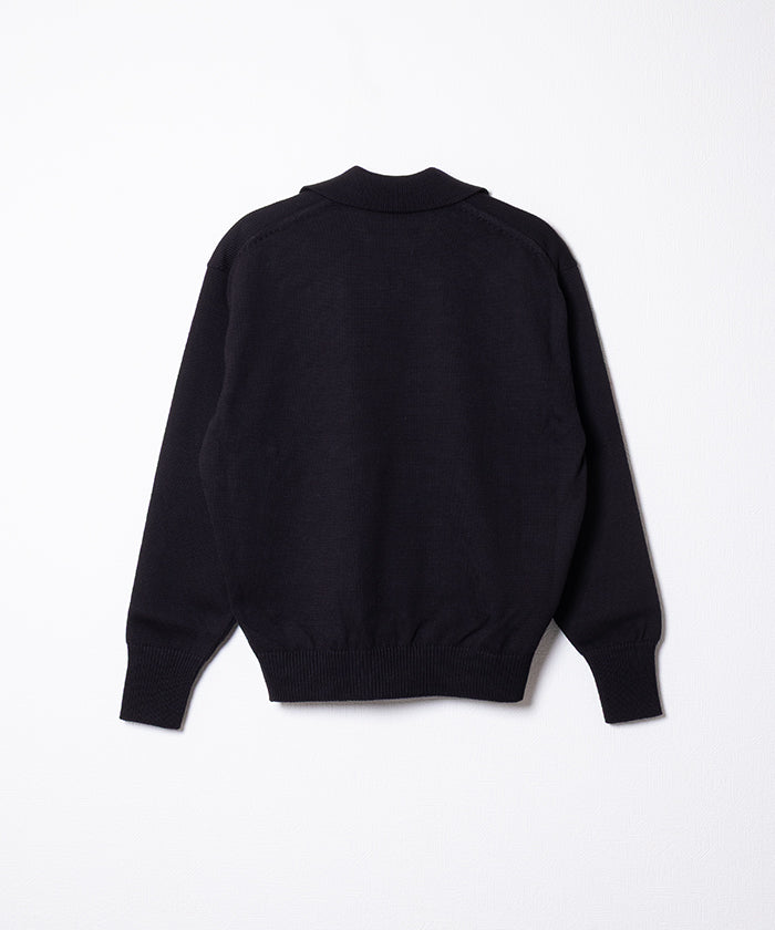 【HERILL】COTTONCODE SKIPPER - BLACK / ヘリル コットンコード スキッパー コットンニットセーター ブラック 2026SS 2026春夏 正規取扱店 神奈川 鎌倉 オンラインショップ 通販